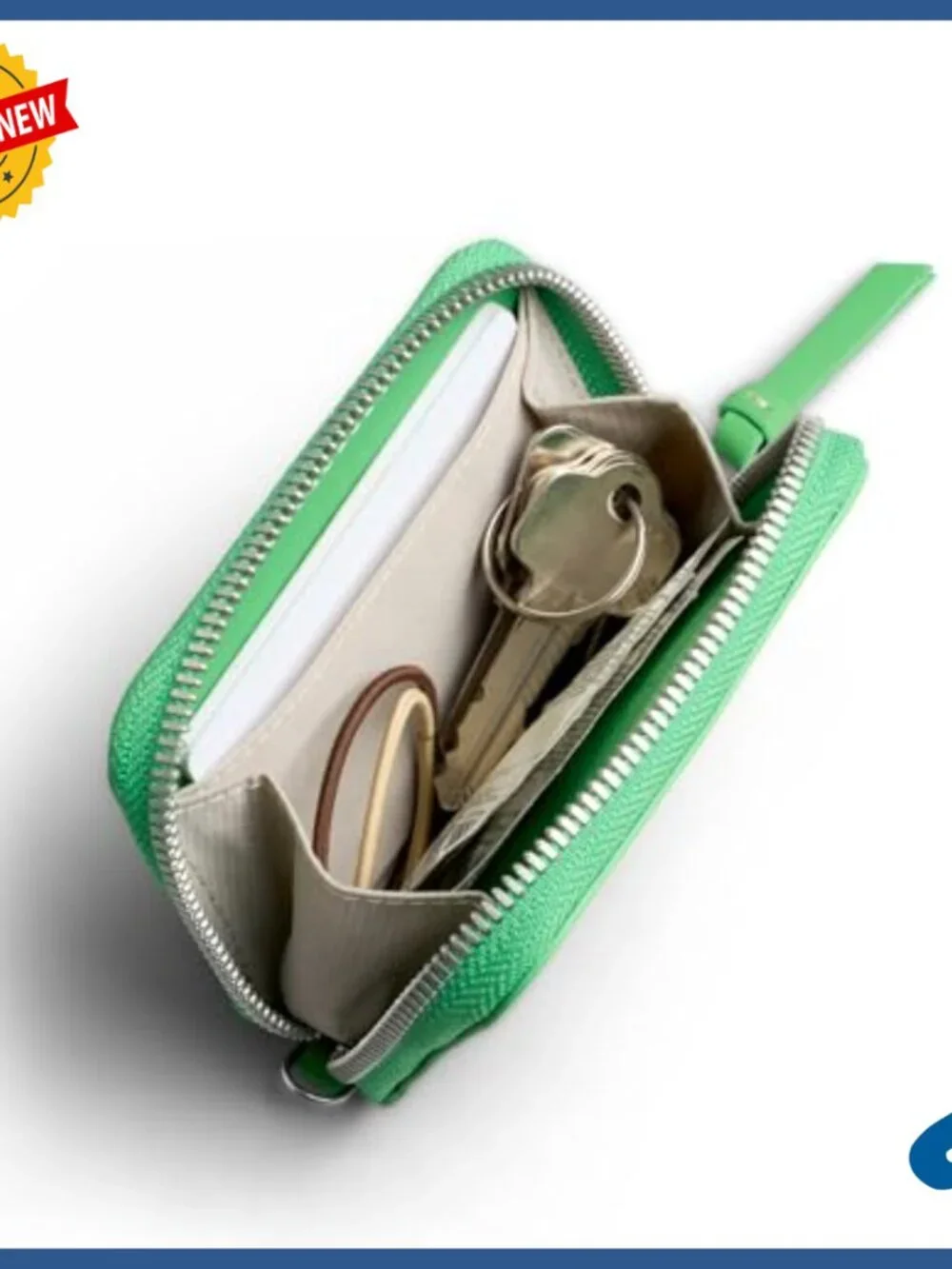 Small Leather Zip Wallet with Card, Coin & Key Storage